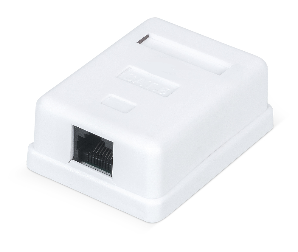 Розетка компьютерная RJ-45(8P8C), категория 6, одинарная, внешняя