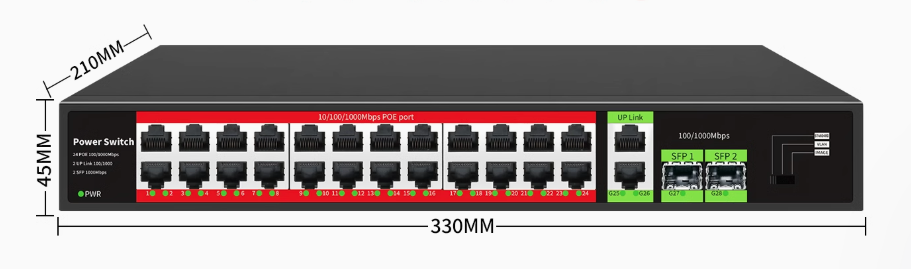POE switch 24port+2port+2SFP 1000 Mbps POE424G - ТехноМаркет