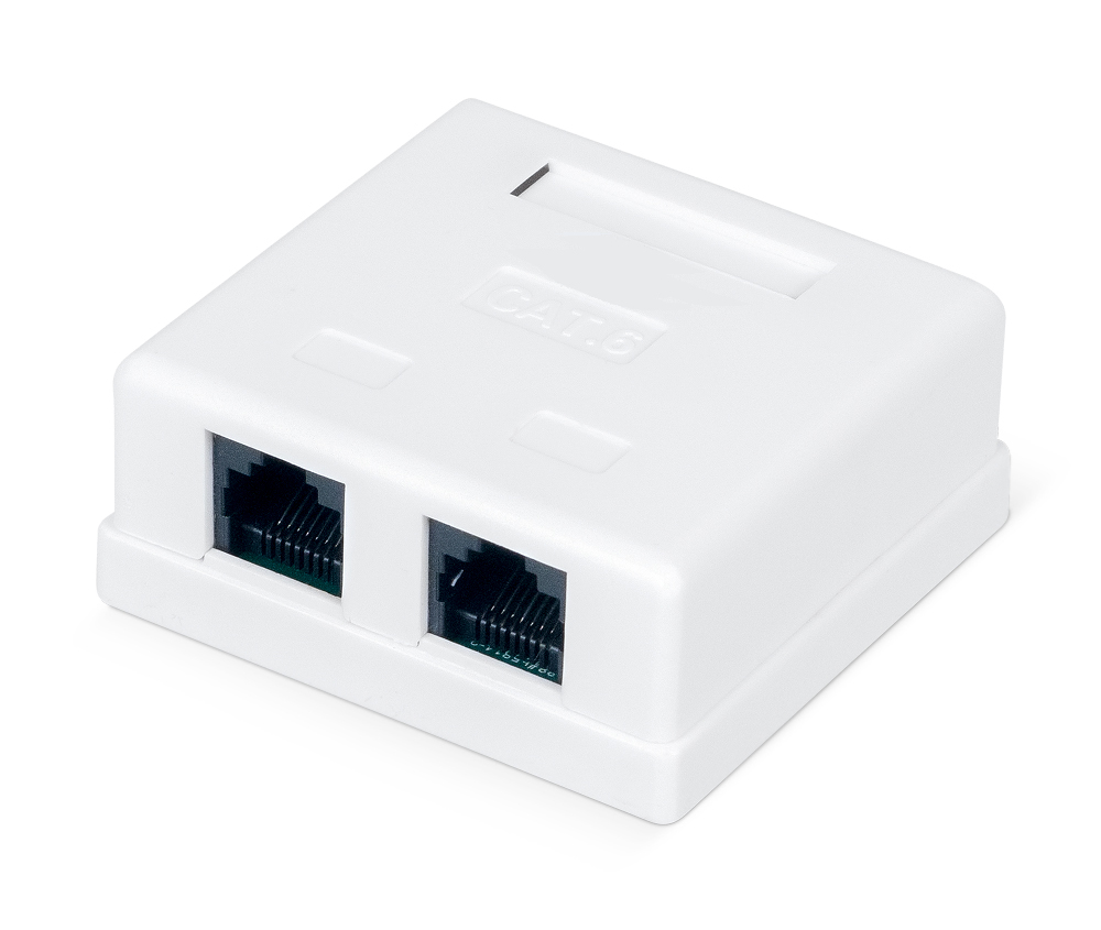 Розетка компьютерная RJ-45(8P8C), категория 6, двойная, внешняя